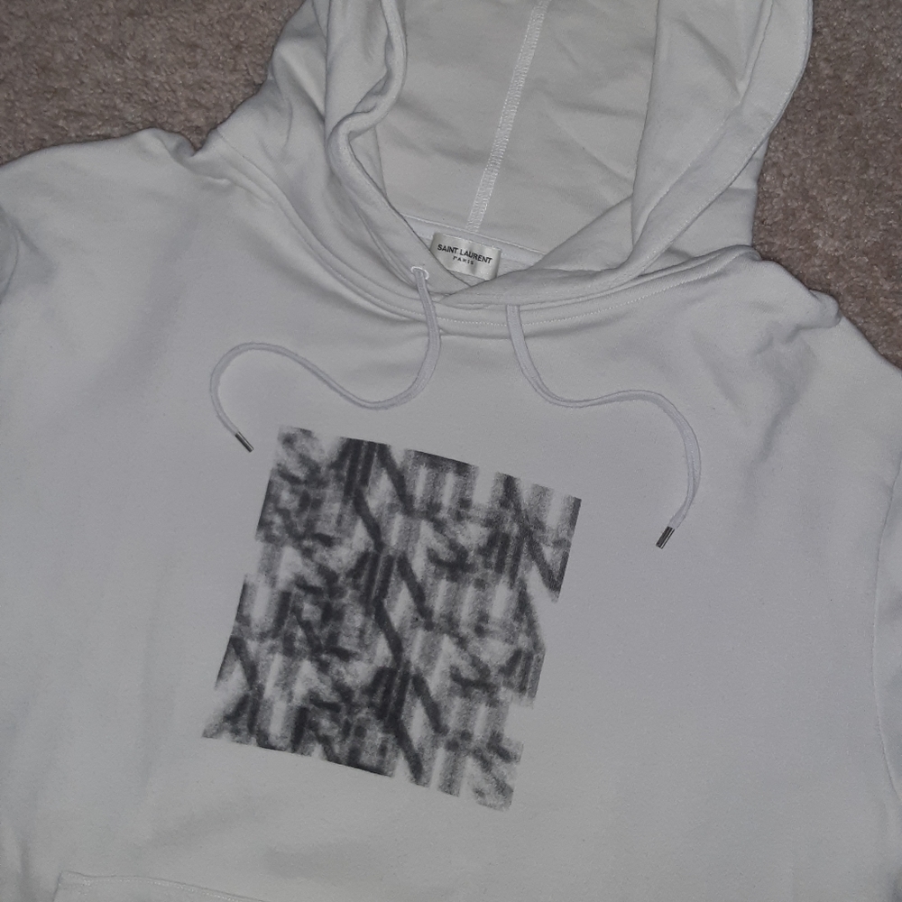 MEN'S SAINT LAURENT OPTICAL ILLUSION PRINT HOODIE - Picture 8 of 12